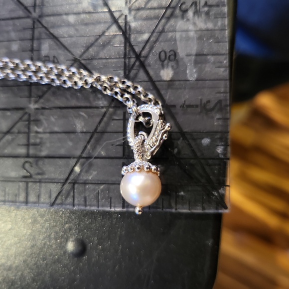 Judith Ripka Sterling Silver 925 Chain with Pearl Pendant Necklace - Picture 2 of 8